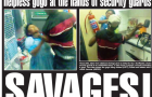 Gogo being beaten by Security guards for stealing