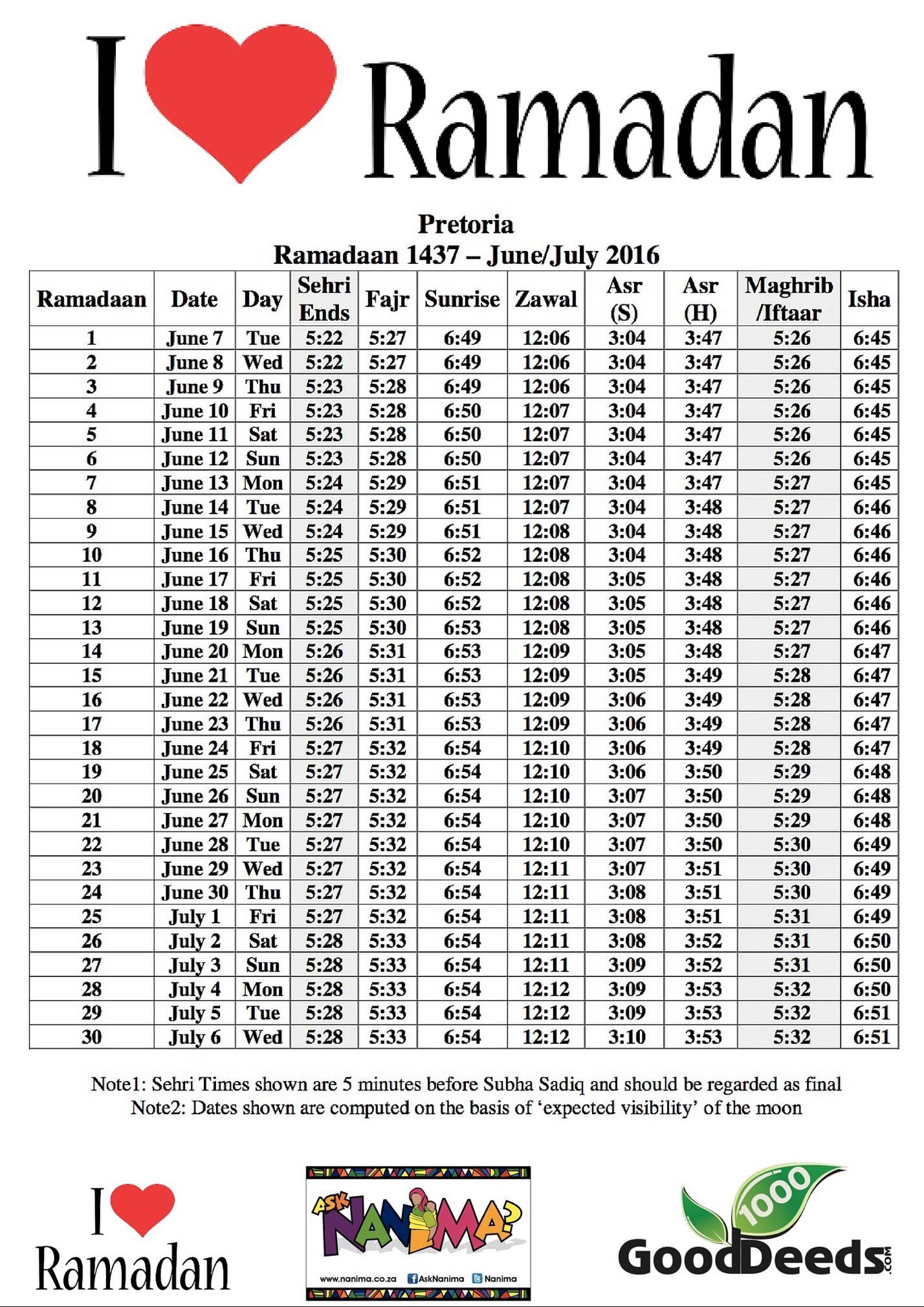South Africa 2016 Ramadan 1437 Ramadan Timetables Major Cities Ask Ramadan Calendar 2025 South Africa